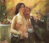 Lovis Corinth Self portrait with his Wife and a Glass of Champagne painting